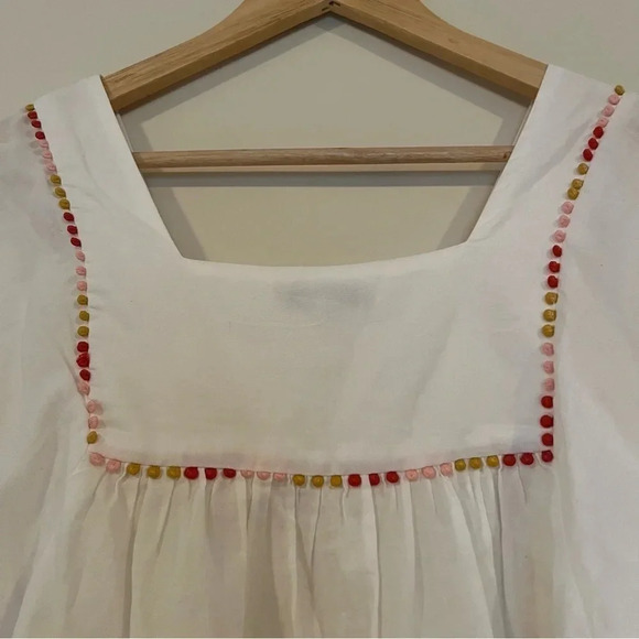 ☀️MADEWELL Boho Rainbow Pom Pom Trim Butterfly Blouse Top - Picture 9 of 11